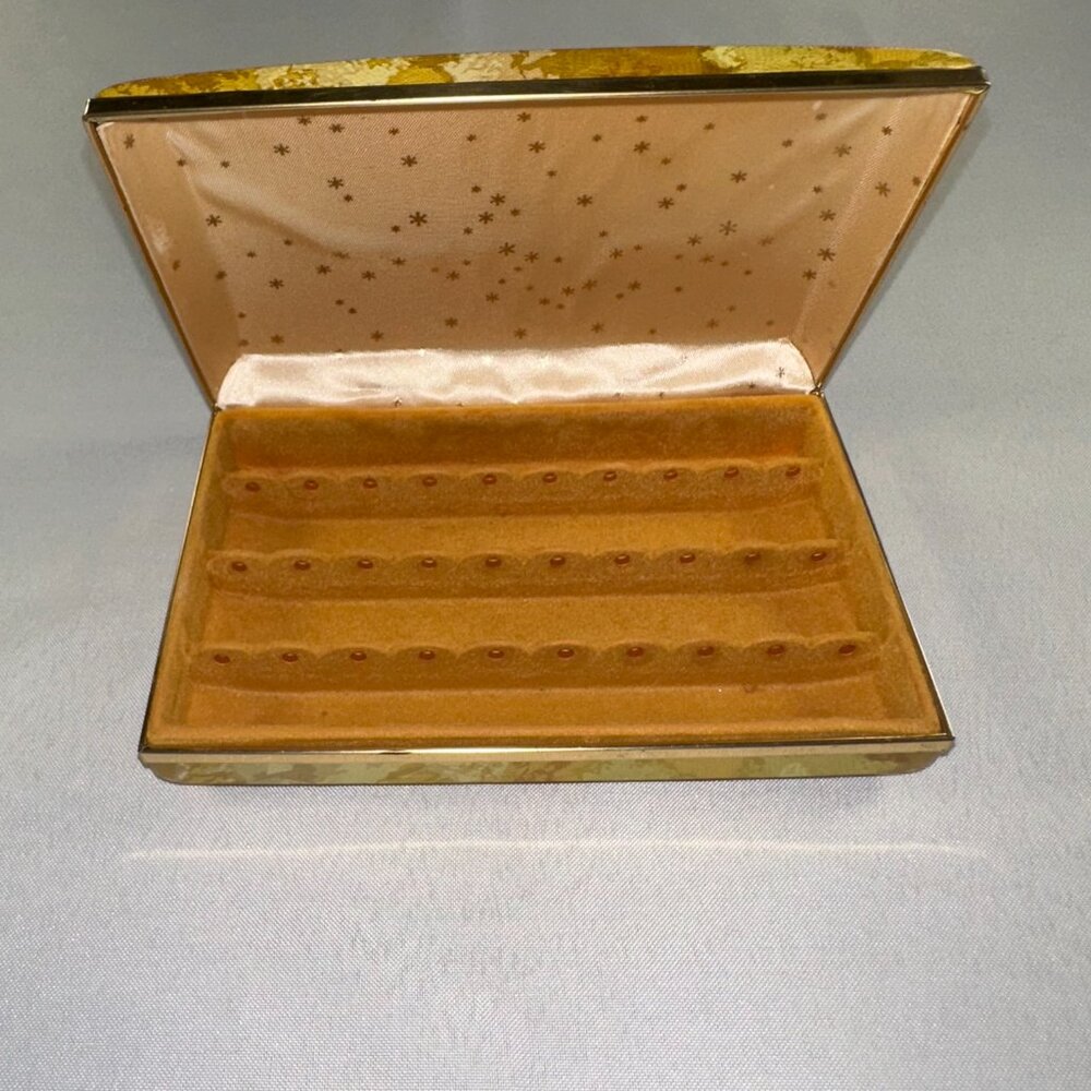 Mele Clamshell Hard Case Floral Vintage 1970's Travel Jewelry Box 7" x 4.75" - Picture 6 of 10